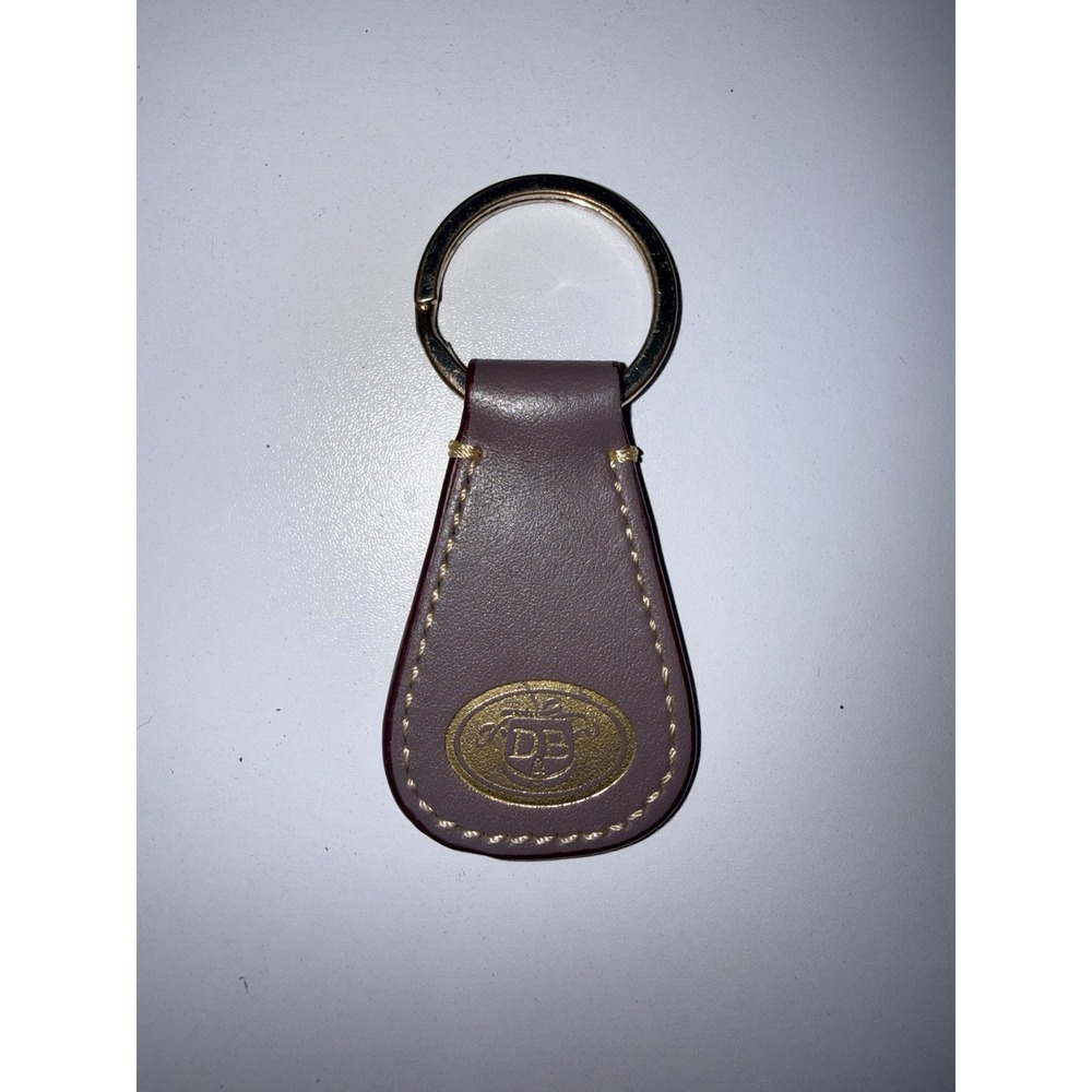 DOONEY & BOURKE Leather Keychain Fob DB Embossed Gray Keyring